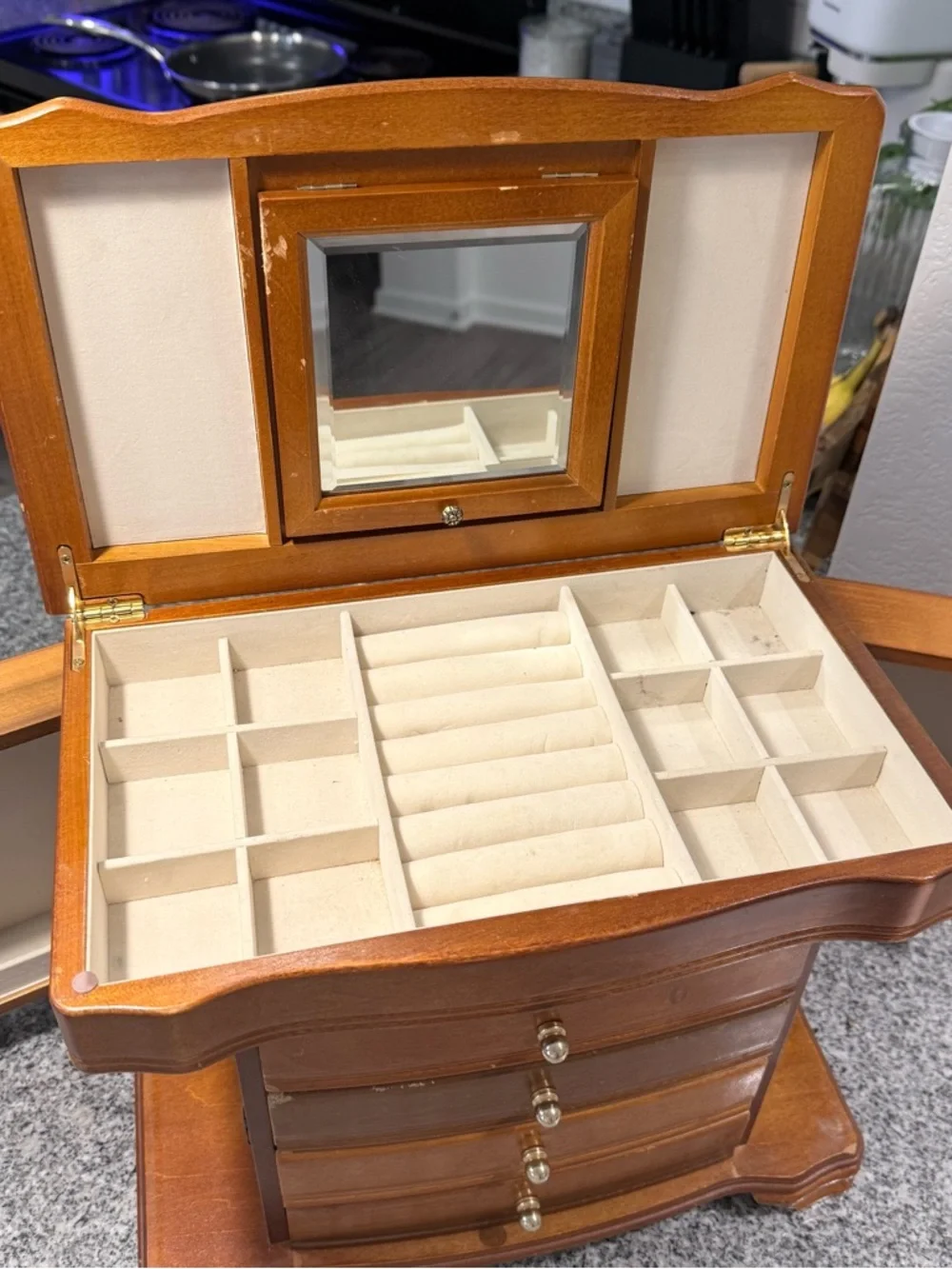VTG Melin Wooden Jewelry Armoire Box Large Vanity Organizer 14